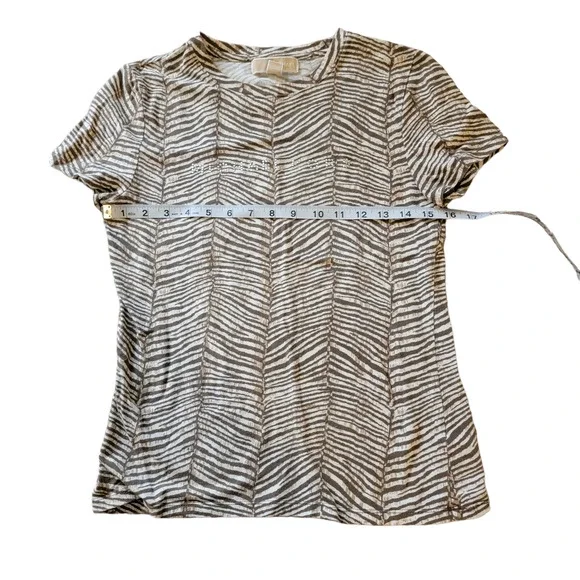 Michael Kors Animal Print/Bling SS Top Size Small - Picture 7 of 7